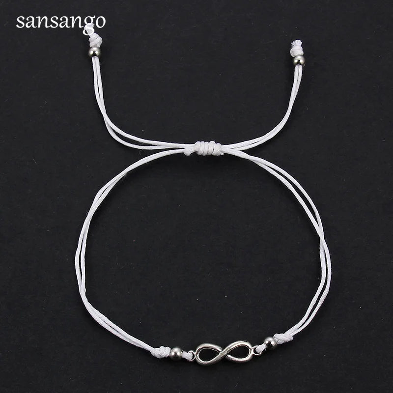 12 Pcs Antique Silver Infinity Cord Bracelet Adjustable Bangle Birthday Gift