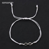 12 Pcs Antique Silver Infinity Cord Bracelet Adjustable Bangle Birthday Gift