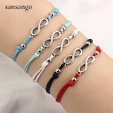 12 Pcs Antique Silver Infinity Cord Bracelet Adjustable Bangle Birthday Gift
