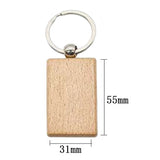 12 Pcs Blank Wooden Key Chain Rectangle Key Chain Tags DIY Craft