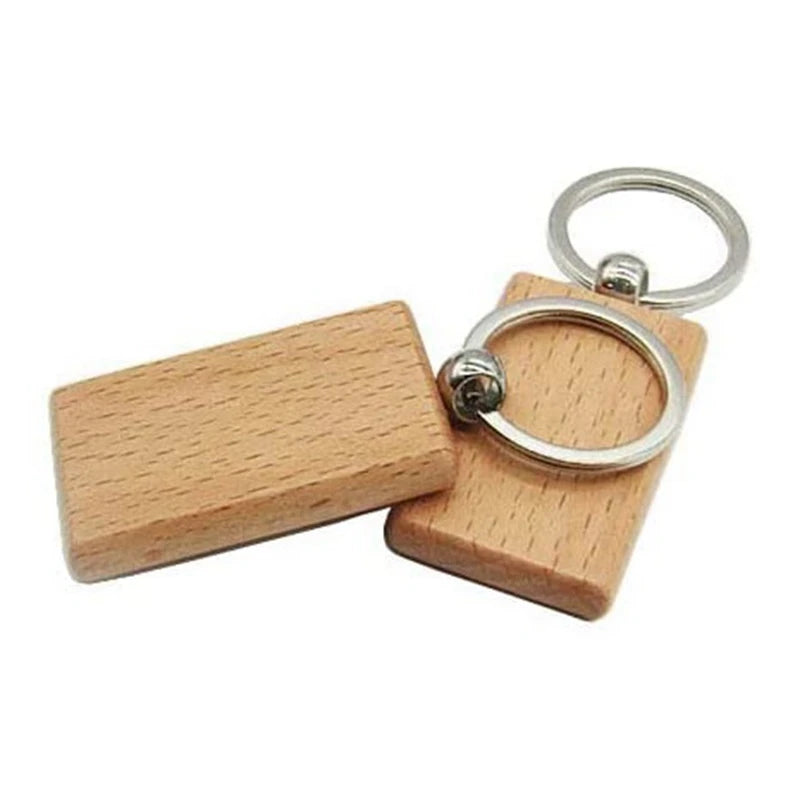12 Pcs Blank Wooden Key Chain Rectangle Key Chain Tags DIY Craft
