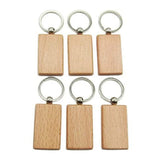 12 Pcs Blank Wooden Key Chain Rectangle Key Chain Tags DIY Craft