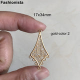12 Pcs Brass Filigree Chandelier Charms 17x34mm Metal Rhombus Pendant