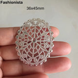 12 Pcs Brass Filigree Oval Flowers 36x45mm Metal Hollow Ornament Gold/Silver/KC