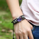 12 Pcs Constellation Bracelet Set Luminous Zodiac Braided Leather Bracelet