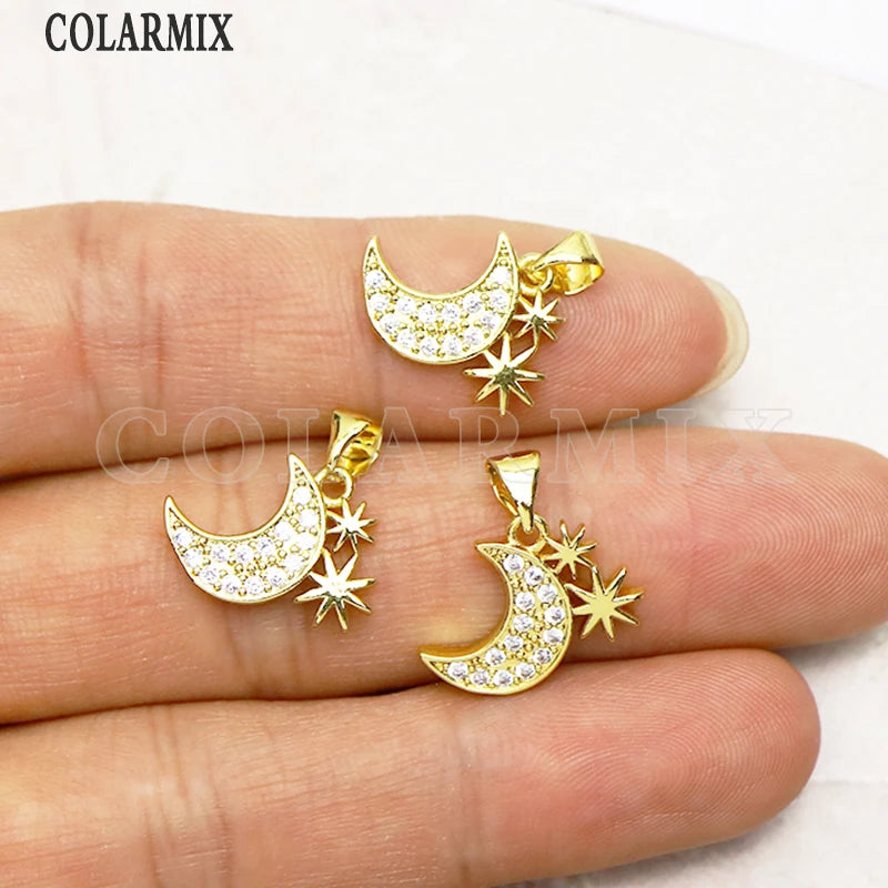 Crescent Moon & Star Charms Pendant Jewelry for Women