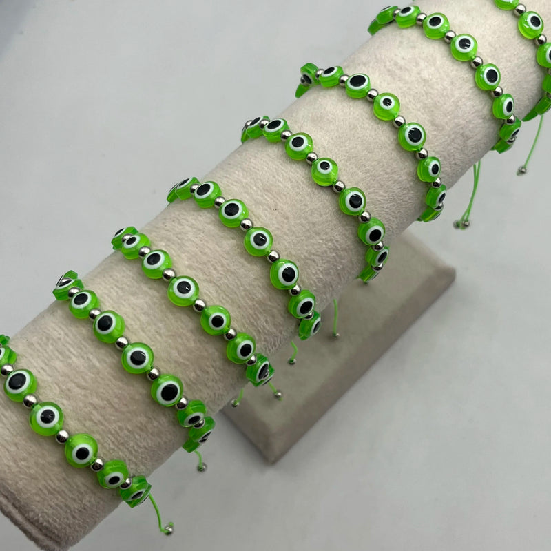12 Pcs Evil Eye Bracelets Colorful Anklet Hand-Woven Lucky Bracelet