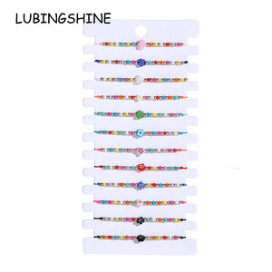 12 Pcs Flowers Bracelets Adjustable Friendship Bracelet Boho Couple Bracelets