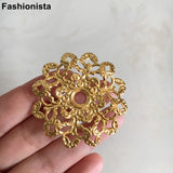 12 Pcs Brass Flowers 6mm Tray, 46mm Filigree Flowers, Gold/Silver/KC Metal