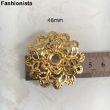 12 Pcs Brass Flowers 6mm Tray, 46mm Filigree Flowers, Gold/Silver/KC Metal