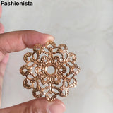 12 Pcs Brass Flowers 6mm Tray, 46mm Filigree Flowers, Gold/Silver/KC Metal