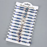 12 Pcs Lucky Beaded Evil Eye Bracelet Adjustable Vintage Jewelry