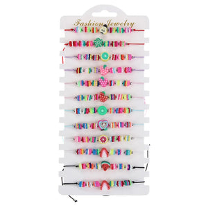 12 Pcs/Lot Fruits Charm Bracelet Summer Rope Bracelets For Women Men