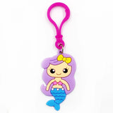 12 Pcs Mermaid PVC Keychain Chains Rings Fob DIY Accessories for Handbags Metal
