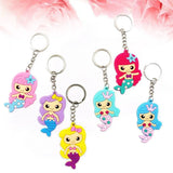 12 Pcs Mermaid PVC Keychain Chains Rings Fob DIY Accessories for Handbags Metal