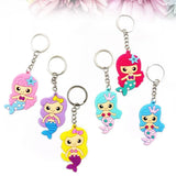 12 Pcs Mermaid PVC Keychain Chains Rings Fob DIY Accessories for Handbags Metal