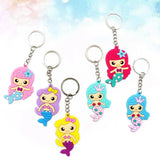 12 Pcs Mermaid PVC Keychain Chains Rings Fob DIY Accessories for Handbags Metal