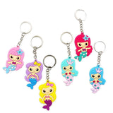 12 Pcs Mermaid PVC Keychain Chains Rings Fob DIY Accessories for Handbags Metal