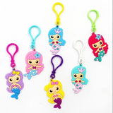 12 Pcs Mermaid PVC Keychain Chains Rings Fob DIY Accessories for Handbags Metal