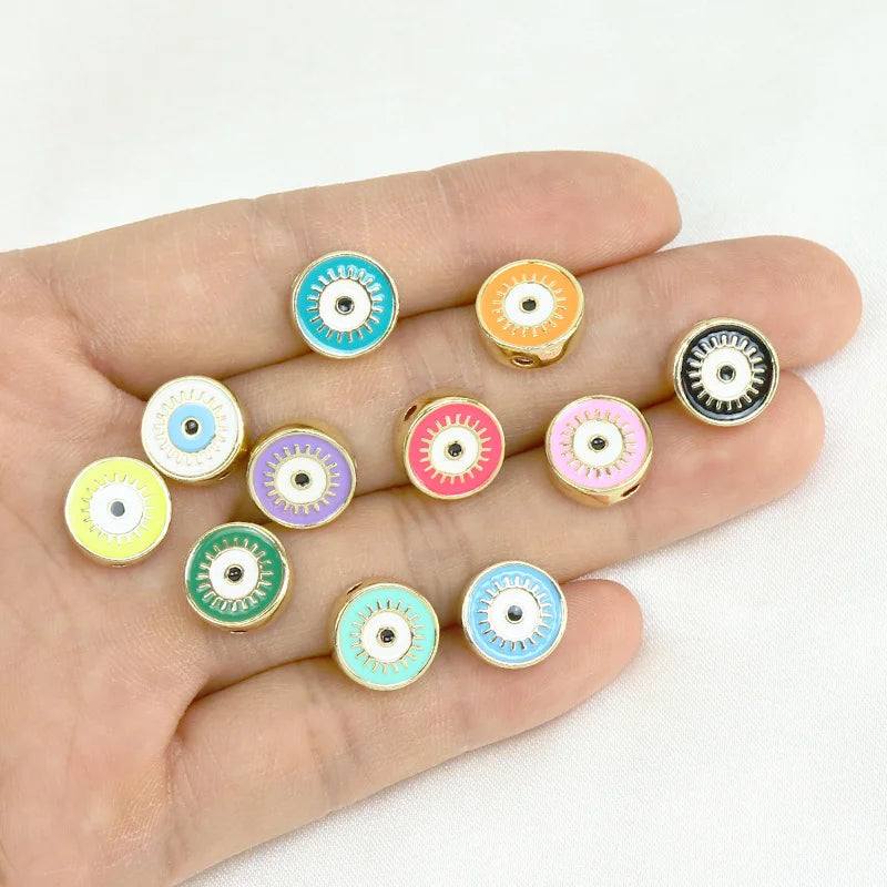 12 Pcs Round Eyes Pendant Mix Enamel Jewelry Pendant for Making 8621