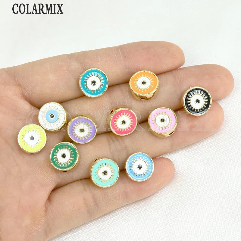 12 Pcs Round Eyes Pendant Mix Enamel Jewelry Pendant for Making 8621