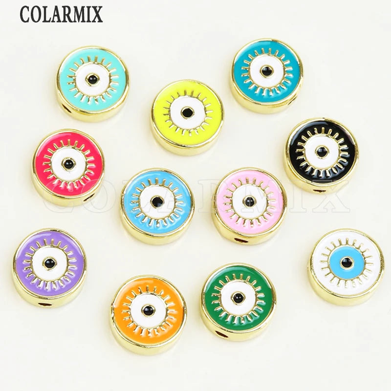 12 Pcs Round Eyes Pendant Mix Enamel Jewelry Pendant for Making 8621