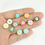 12 Pcs Round Eyes Pendant Mix Enamel Jewelry Pendant for Making 8621