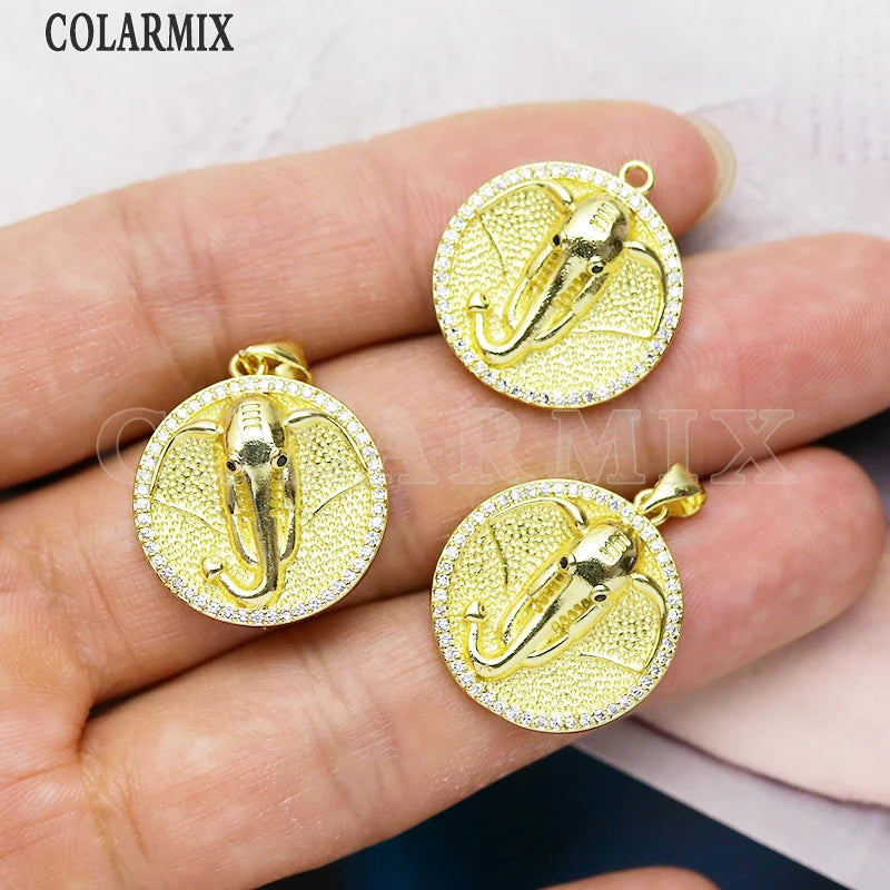 12 Pcs Elephant Zircon Jewelry Pendants for Women 7301