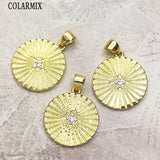 12 Pcs Round Zircon Solar Pendants for Women