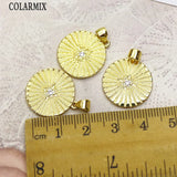 12 Pcs Round Zircon Solar Pendants for Women