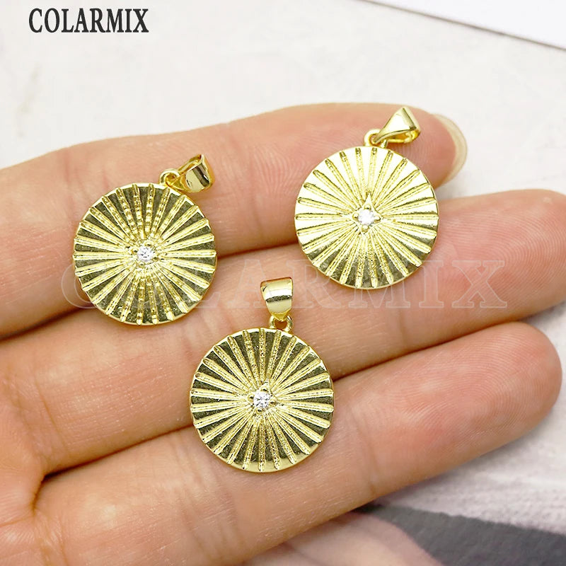 12 Pcs Round Zircon Solar Pendants for Women