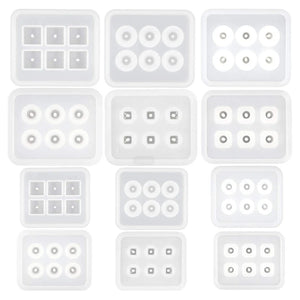12 Pcs DIY Crystal Epoxy Resin Mold Bracelet Necklace Beaded Silicone