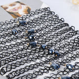 12 Pcs Fishline Tattoo Chokers Necklace Set Vintage Gothic Punk Hippy Hollow
