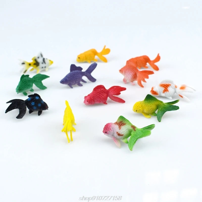 12 Pcs/Set Soft PVC Goldfishes Models Crystal Ocean Resin 3D Fish Filler