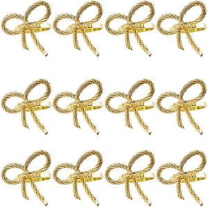 12 Pcs Golden Butterfly Bow Tie Napkin Buckle Metal Napkin Ring