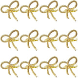 12 Pcs Golden Butterfly Bow Tie Napkin Buckle Metal Napkin Ring