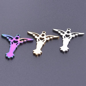 12Pcs Stainless Steel Angel Pendants for Jewelry Making