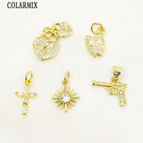 12 Pcs Zircon Pendant Charms Mix Shape Jewelry Accessory for Necklace Making