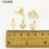 12 Pcs Zircon Pendant Charms Mix Shape Jewelry Accessory for Necklace Making