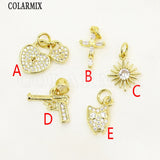 12 Pcs Zircon Pendant Charms Mix Shape Jewelry Accessory for Necklace Making