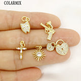 12 Pcs Zircon Pendant Charms Mix Shape Jewelry Accessory for Necklace Making