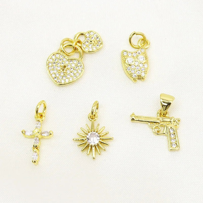 12 Pcs Zircon Pendant Charms Mix Shape Jewelry Accessory for Necklace Making