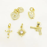 12 Pcs Zircon Pendant Charms Mix Shape Jewelry Accessory for Necklace Making