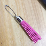 12 Pcs Silver Bead Leather Tassel Key Chain for Women's Bag Purse