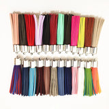 12 Pcs Silver Bead Leather Tassel Key Chain for Women's Bag Purse