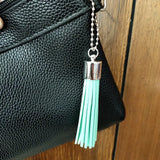 12 Pcs Silver Bead Leather Tassel Key Chain for Women's Bag Purse