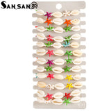 12 Pcs Shell Starfish Charms Bracelet Set for Women Child