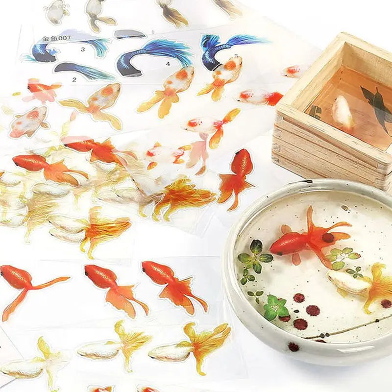 12 Pcs 3D Goldfish Stickers for DIY Jewelry Making Painting Filling