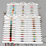 Colorful Natural Stone Bracelet Set Adjustable Rope Lucky Charm Bangles Gift