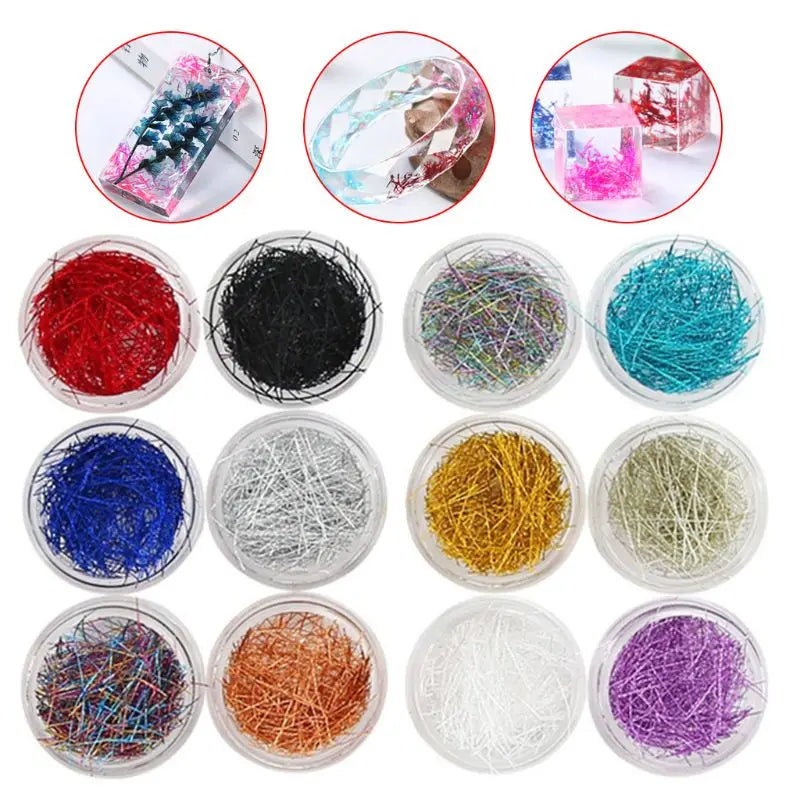 12 Pcs Mixed Grid Thin Line Metal Wire Epoxy Filling Mold Crafts DIY Jewelry